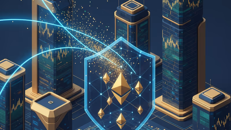 被量子計算保護盾圍繞的以太坊標誌