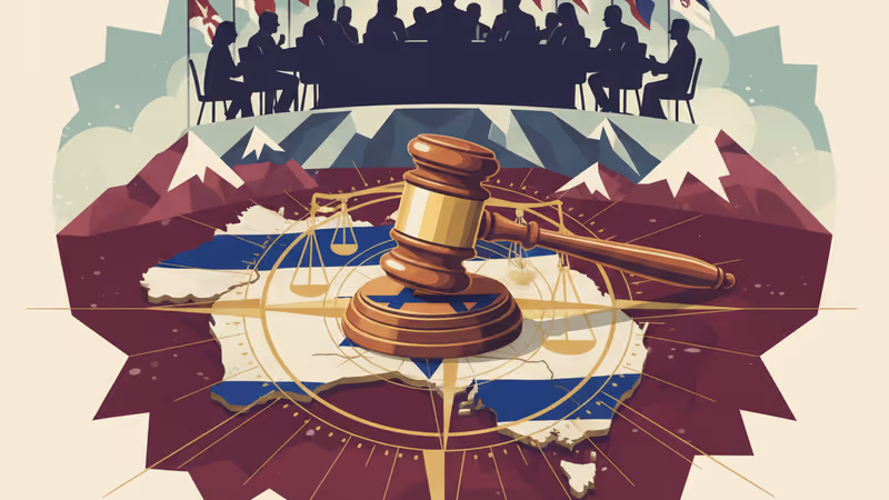 A gavel on a map of Australia with the Israeli flag