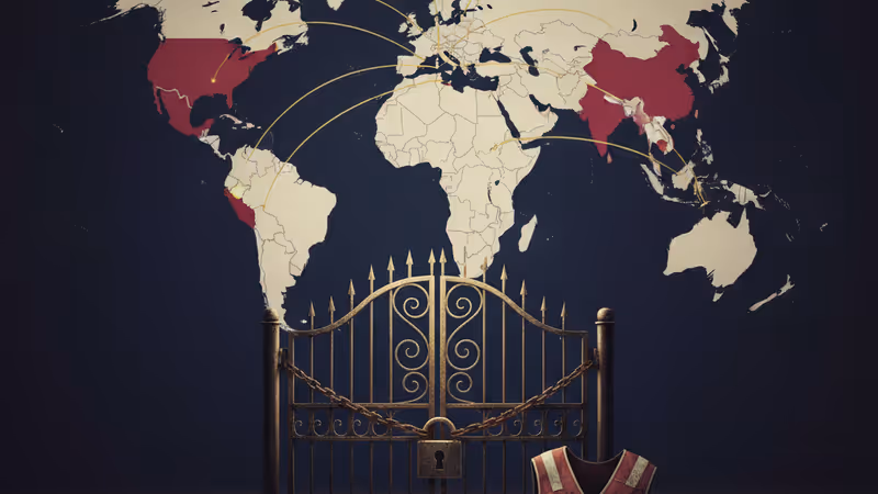 加薩地區倉庫內堆疊的空援助物資箱，象徵救援停滯