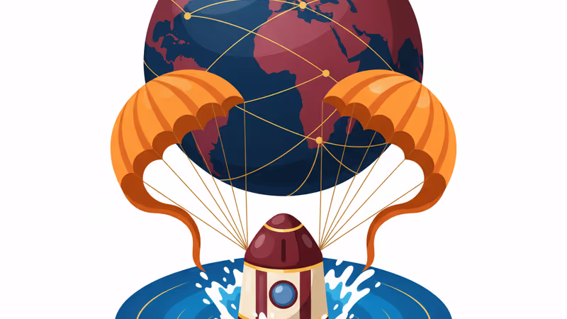 캘리포니아 인근 해상에 착수한 우주선 캡슐의 모습