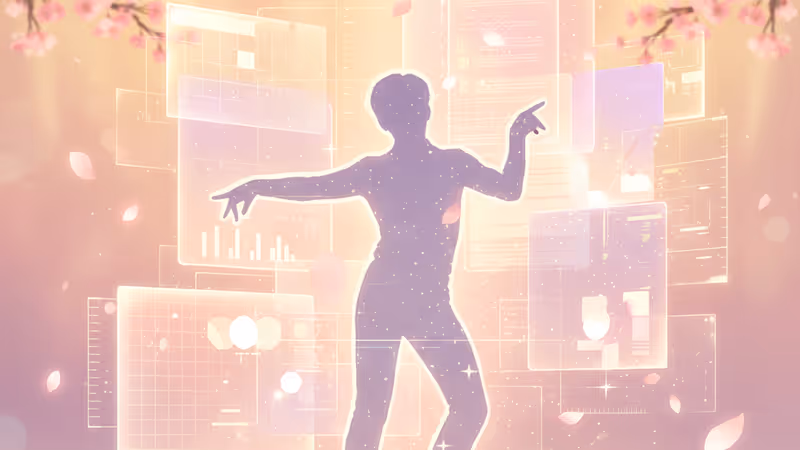 Sleek silhouette of ITZY's Yuna on stage with digital data overlays