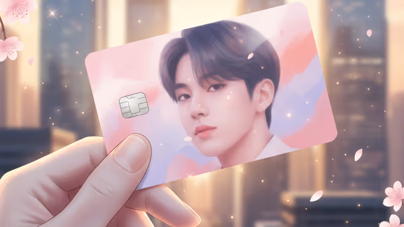 안유진의 얼굴이 디자인된 하나은행 나라사랑카드 이미지