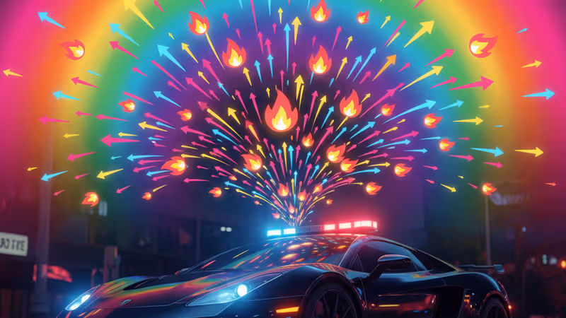 夜のロサンゼルスでパトライトに照らされる黒い車両