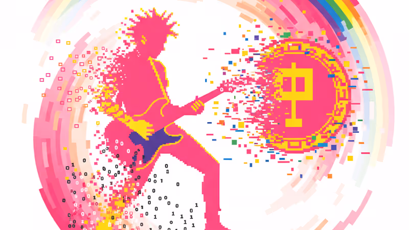 スマートフォンの画面に映る、歪んだロック歌手の顔とアメリカ連邦議会議事堂の背景