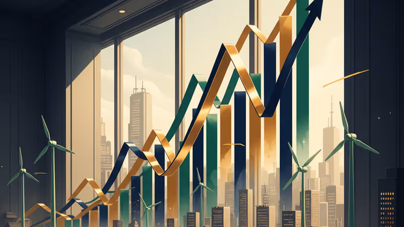 象徵日本金融業與環境永續發展平衡的視覺圖