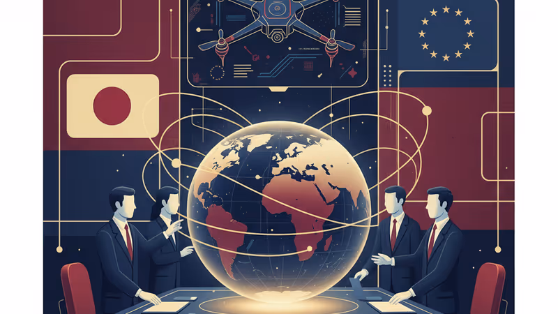 連接東京與布魯塞爾數位地圖上的先進無人機