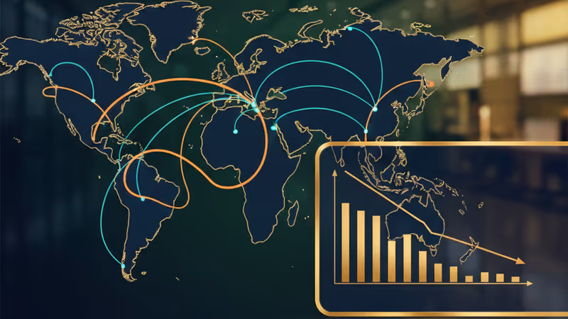夕暮れの空港に駐機する飛行機の尾翼と静かなターミナル