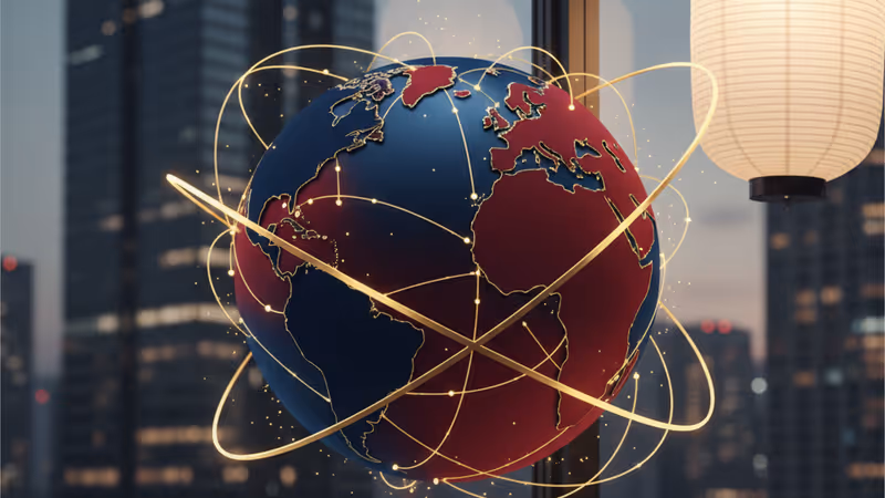 金融交易數據與象徵社會傳承的靜謐場景結合