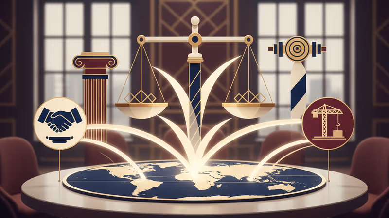 ガザ復興を象徴する建設現場と、協力するエンジニアたちのイメージ