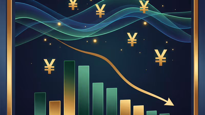 日圓硬幣與上升的國債收益率走勢圖，象徵日本債務管理面臨挑戰