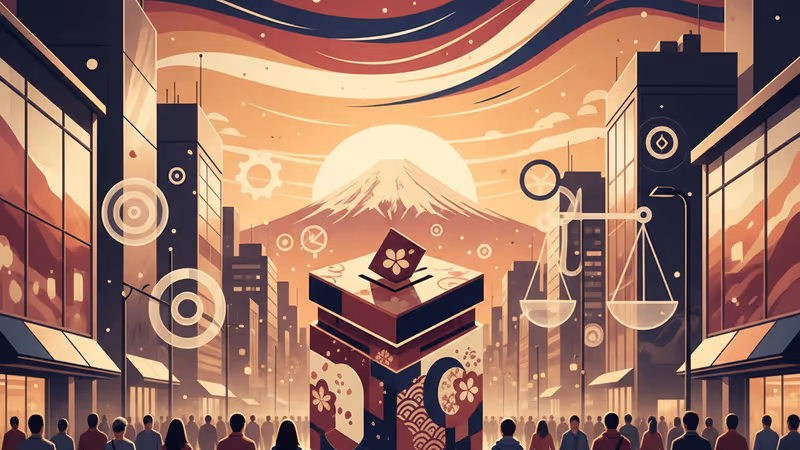 富士山を背景に写真を撮る多様な国籍の観光客たち