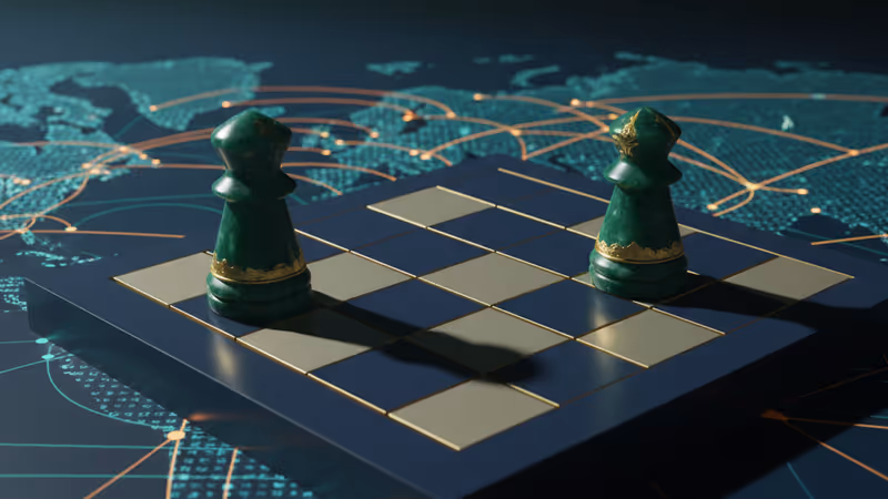 일본과 중국 사이의 정치적 긴장을 상징하는 푸른 경계선이 그려진 지도