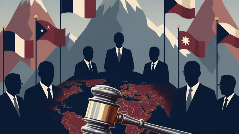 미국 상원 의사당 내의 의사봉과 베네수엘라 지도가 보이는 배경