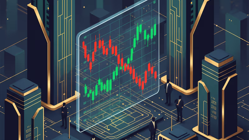 象徵獲利了結與股市走勢警告的金融科技視覺圖