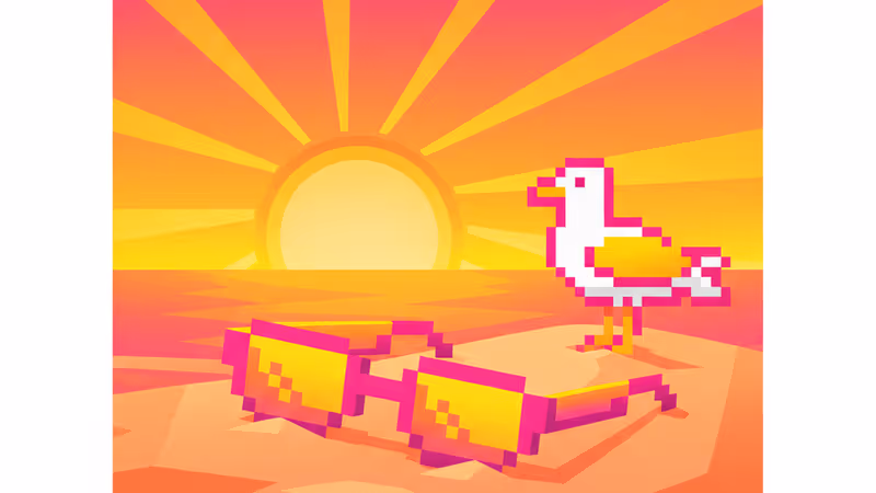 해변 모래사장에 덩그러니 놓인 슬리퍼와 갈매기