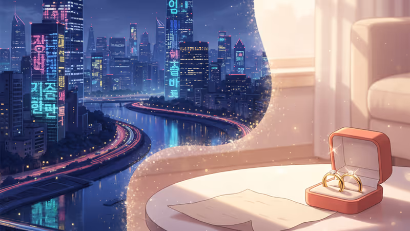 俳優チョ・ユヌの結婚と引退を象徴する花束と台本のイメージ