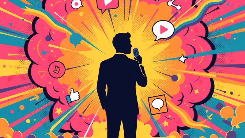 喬治·史都華在每日秀攝影棚現場回答觀眾提問的意象圖