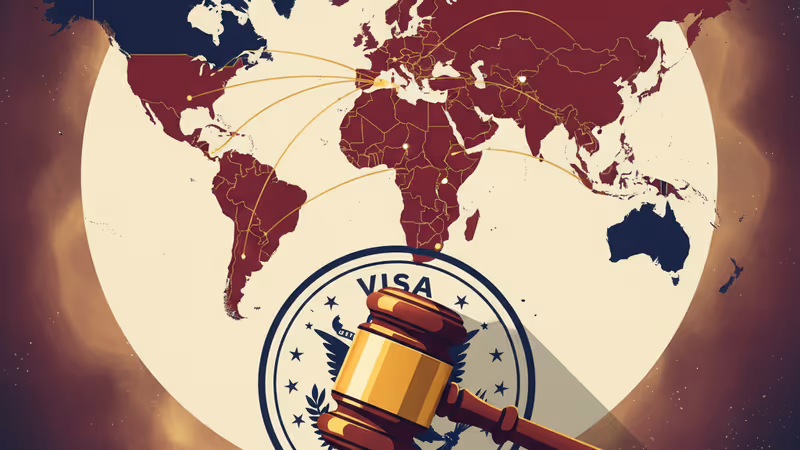 Gavel and U.S. visa representing legal protection