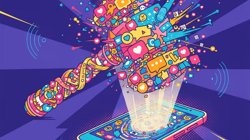 デジタル画面越しに他人の人間関係を観察する様子