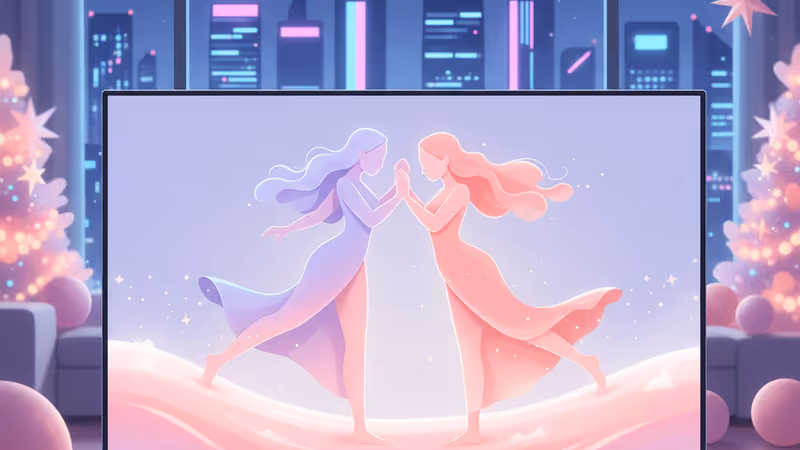 크리스마스 분위기의 거실에서 드라마를 시청하는 모습