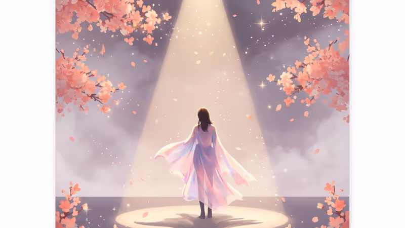 강렬한 조명 아래 무대 위 아티스트의 실루엣