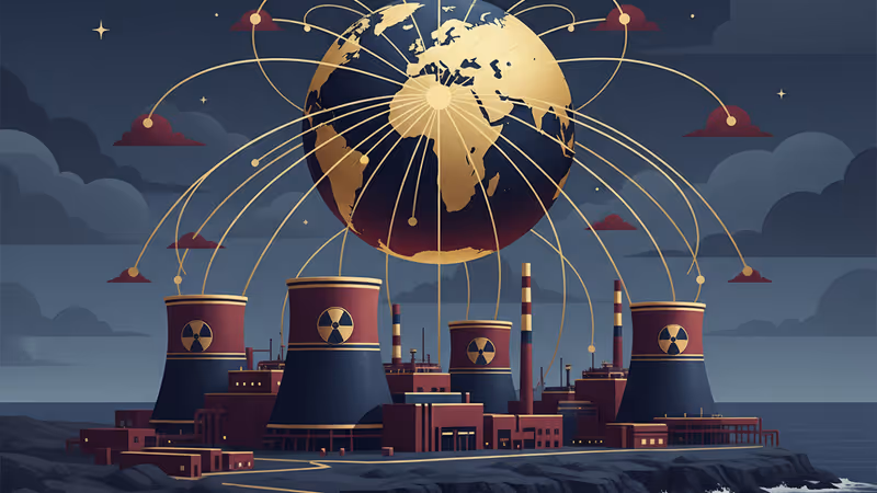 柏崎刈羽原子力発電所の外観と送電設備の近景