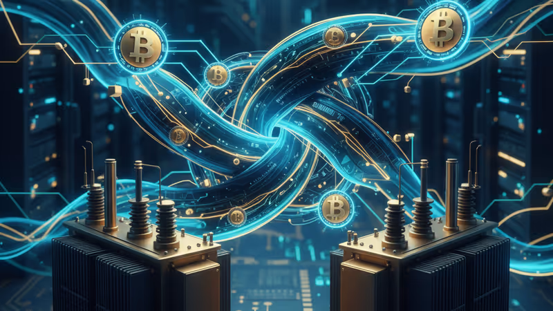 象徵現代電力基礎設施與數位資產結合的科技感圖像