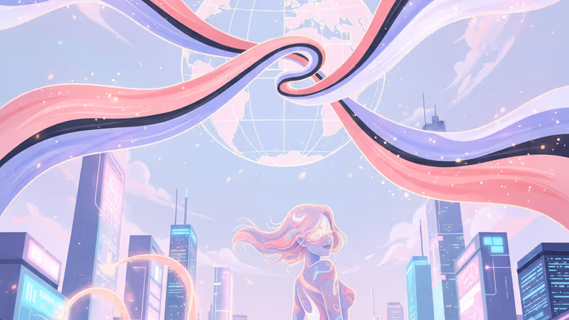 현대적인 도시 배경 속 김혜윤의 신비로운 미소와 구미호 암시