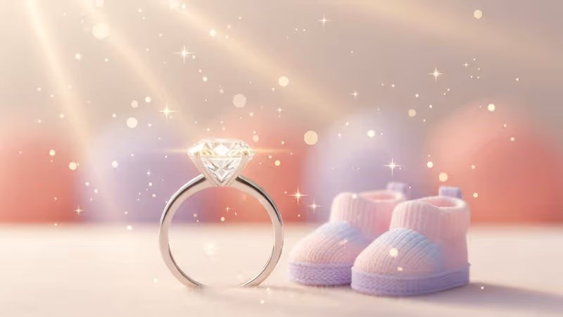 김지영의 결혼과 임신을 상징하는 반지와 아기 신발 소품