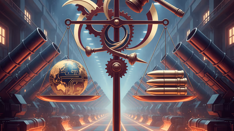 북한 군수 공장에 정렬된 대형 방사포들의 전경