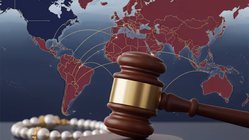 A gavel and a luxury necklace symbolizing the special counsel investigation