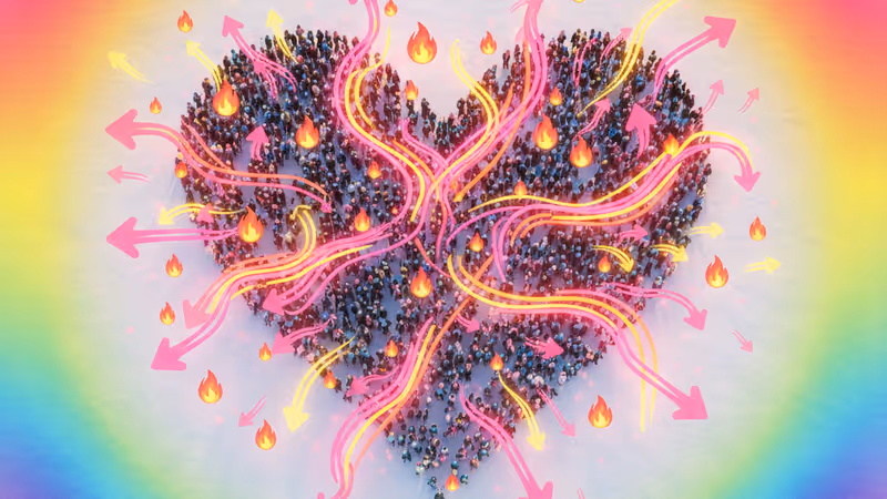 スイスの雪原でスキーヤーが作ったハート型の追悼の列