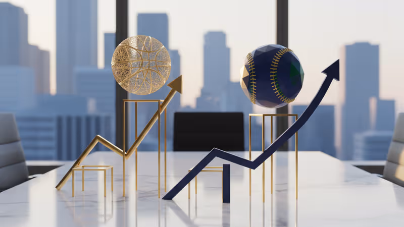 展示 KKR 標誌與體育場館融合的商業視覺圖