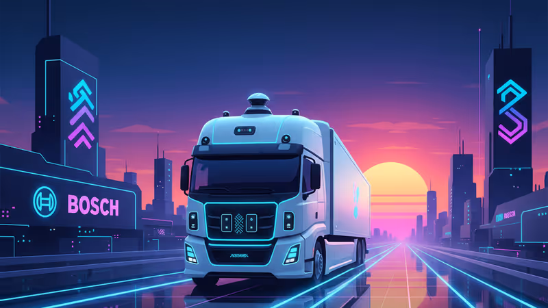 Autonomous semi-truck with sensors on highway