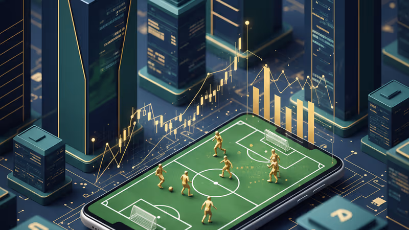 結合足球數據與獲利圖表的未來感影像