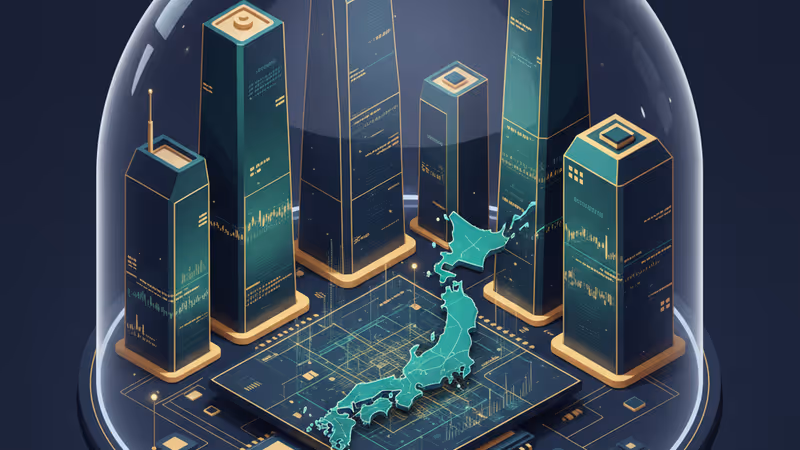 在半導體電路與機器手臂背景下象徵日韓企業合作的握手意象