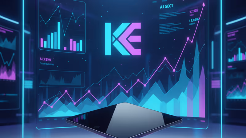 The Korea Exchange building with digital AI overlays