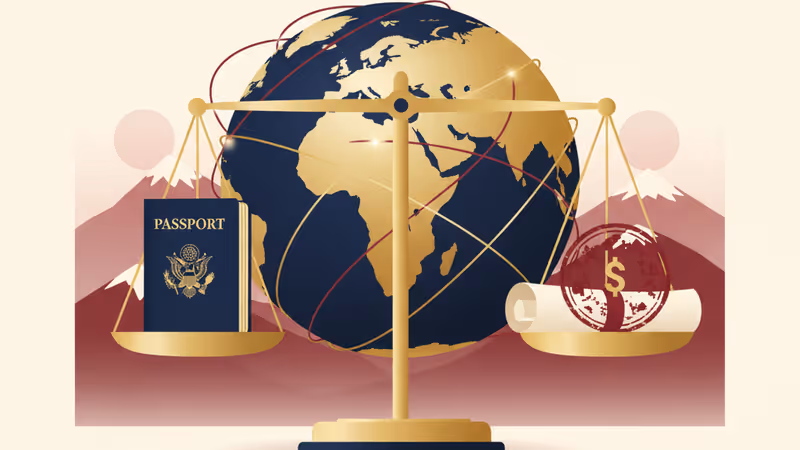 米国とキルギスの国旗が置かれた交渉テーブルのイメージ