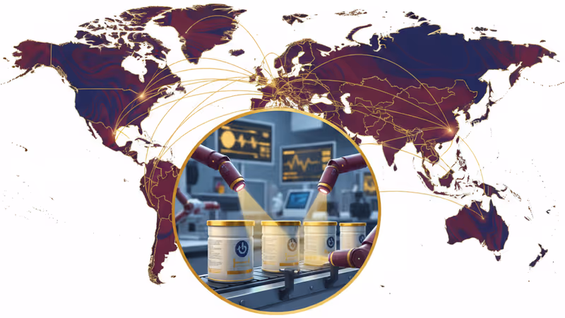 薬局の棚から回収される粉ミルクの缶のクローズアップ