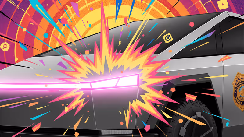 Front view of a Las Vegas police Tesla Cybertruck