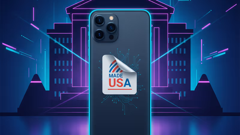 放在辦公桌上的手機，背景為美國國會大廈