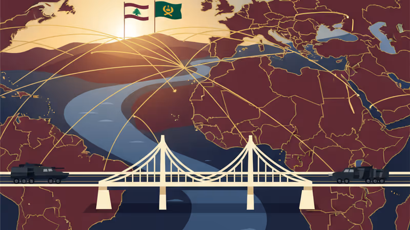 Lebanese army vehicles stationed near the Litani River at a tense border area.