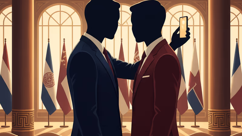 Xiaomiスマホで自撮りをする中韓両首脳のイメージ