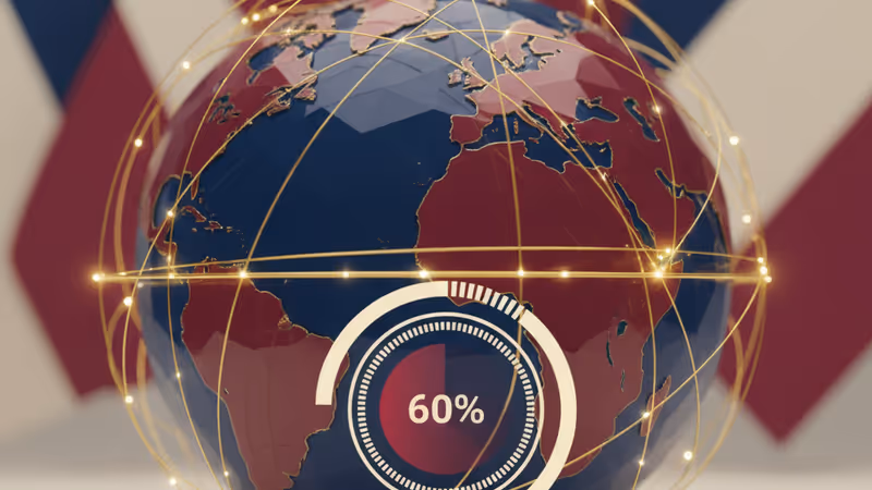 韓國總統府辦公室內顯示支持率上升趨勢圖的螢幕與國旗