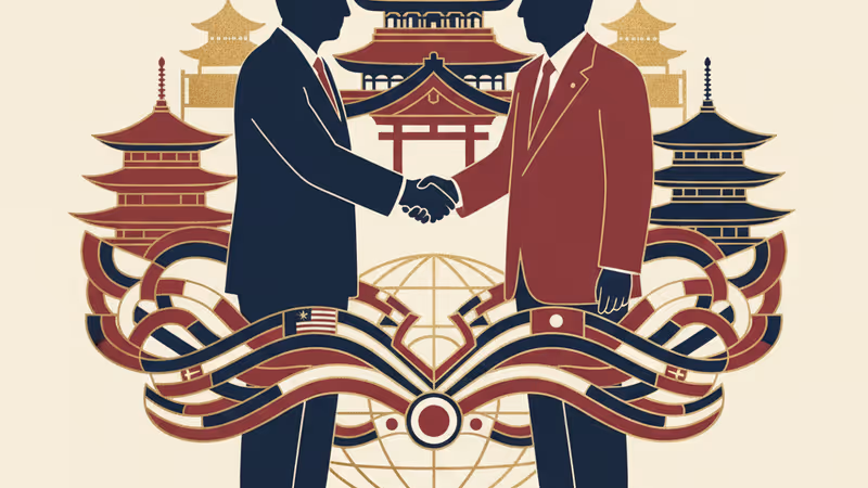 日韓首脳会談の舞台となる奈良の風景と両国旗