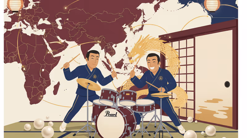 President Lee and PM Takaichi playing drums in Nara