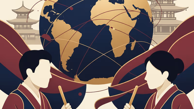 奈良で太鼓を叩く李在明大統領と高市早苗首相