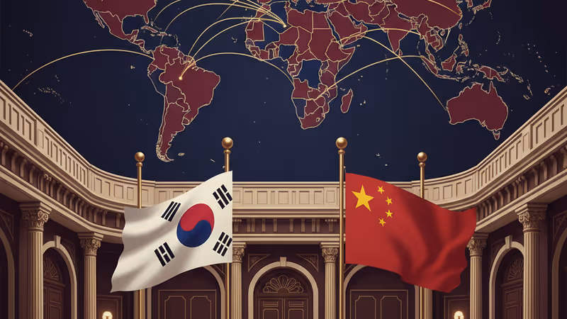 베이징에서 악수하는 이재명 대통령과 시진핑 주석