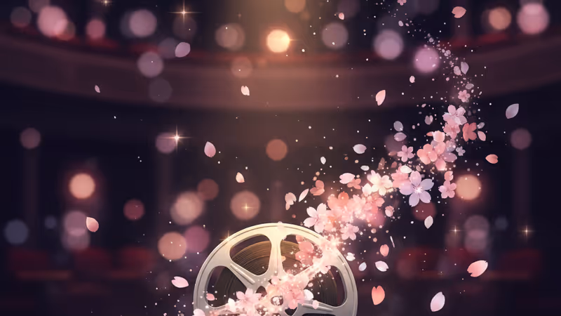 A spotlight hitting a classic film reel in a dark setting