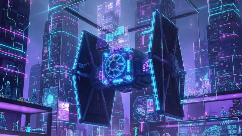 CES 2026で発表されたLegoのSmart Brickとスター・ウォーズのTIEファイターモデル。